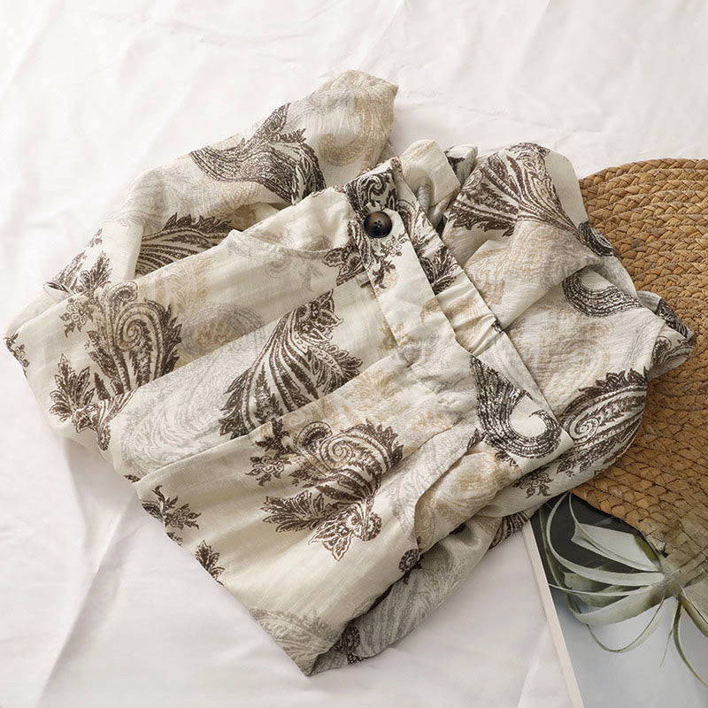 Buddha Stones Pantaloni da donna estivi in ​​stile boho casual con cerniera e gamba dritta, motivo paisley e tasche. - image 4