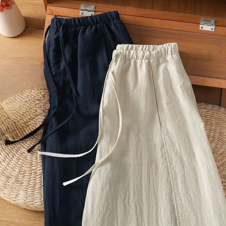Buddha Stones Pantaloni estivi casual minimalisti con coulisse, tinta unita, a gamba dritta e tasche, da donna. - image 15