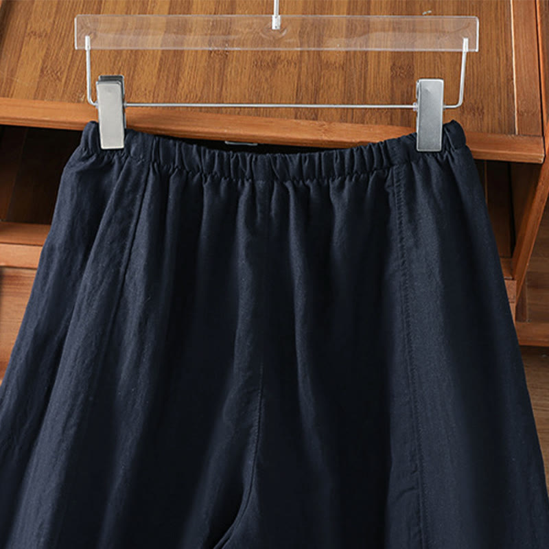 Buddha Stones Pantaloni estivi casual minimalisti con coulisse, tinta unita, a gamba dritta e tasche, da donna. - image 11