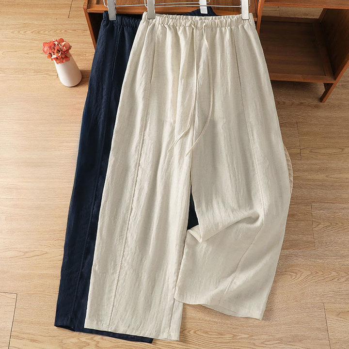 Buddha Stones Pantaloni estivi casual minimalisti con coulisse, tinta unita, a gamba dritta e tasche, da donna. - image 14