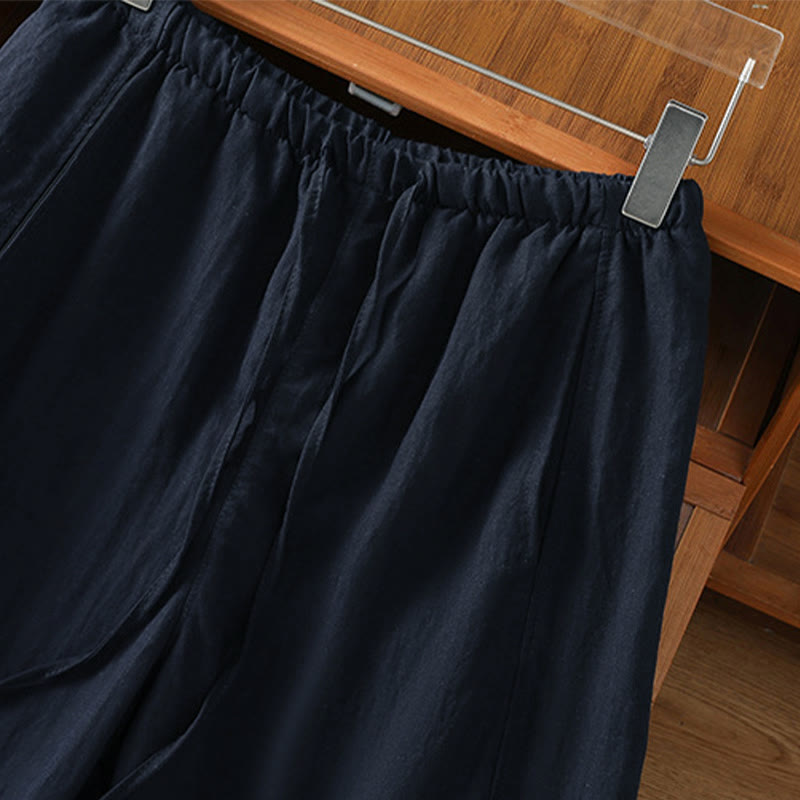 Buddha Stones Pantaloni estivi casual minimalisti con coulisse, tinta unita, a gamba dritta e tasche, da donna. - image 12
