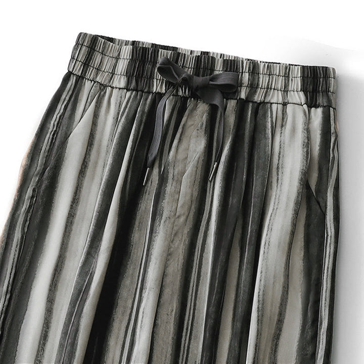 Buddha Stones Pantaloni lunghi estivi casual ed eleganti con coulisse e righe verticali, da donna, a gamba dritta con tasche. - image 9