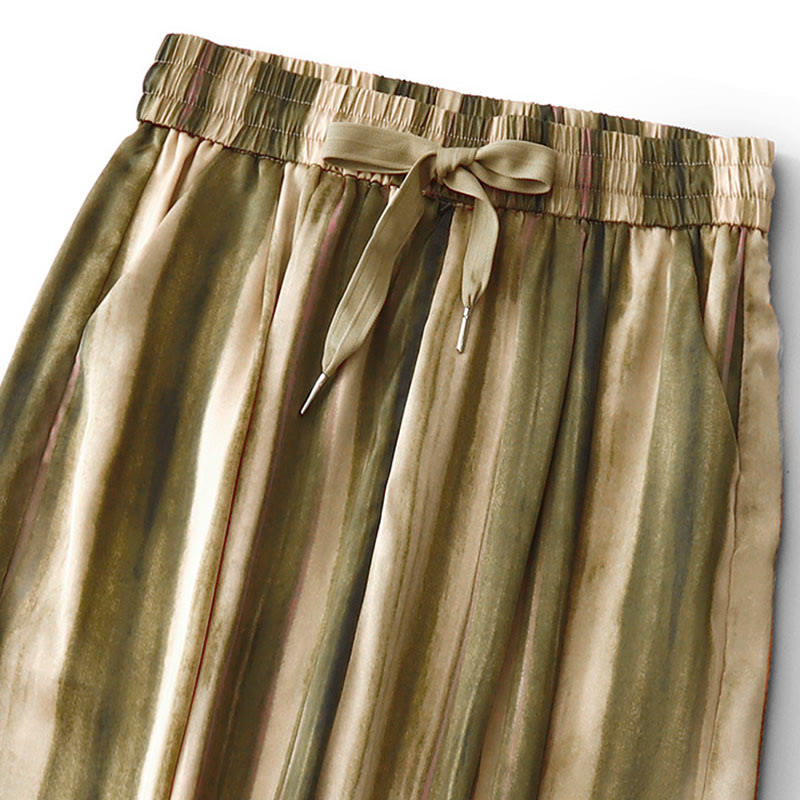 Buddha Stones Pantaloni lunghi estivi casual ed eleganti con coulisse e righe verticali, da donna, a gamba dritta con tasche. - image 2