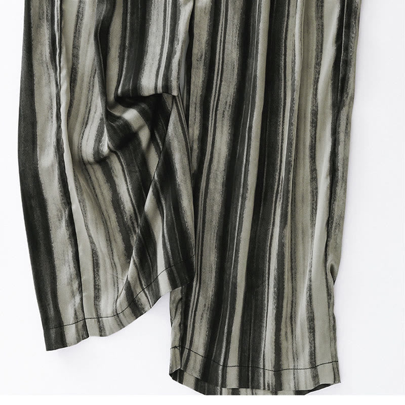 Buddha Stones Pantaloni lunghi estivi casual ed eleganti con coulisse e righe verticali, da donna, a gamba dritta con tasche. - image 14