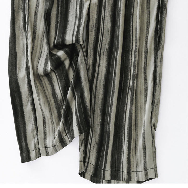 Buddha Stones Pantaloni lunghi estivi casual ed eleganti con coulisse e righe verticali, da donna, a gamba dritta con tasche. - image 14
