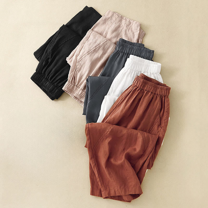 Buddha Stones Pantaloni harem da donna corti, casual, minimalisti, tinta unita, con tasche, per primavera/estate. - image 29