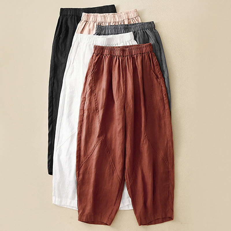 Buddha Stones Pantaloni harem da donna corti, casual, minimalisti, tinta unita, con tasche, per primavera/estate. - image 28