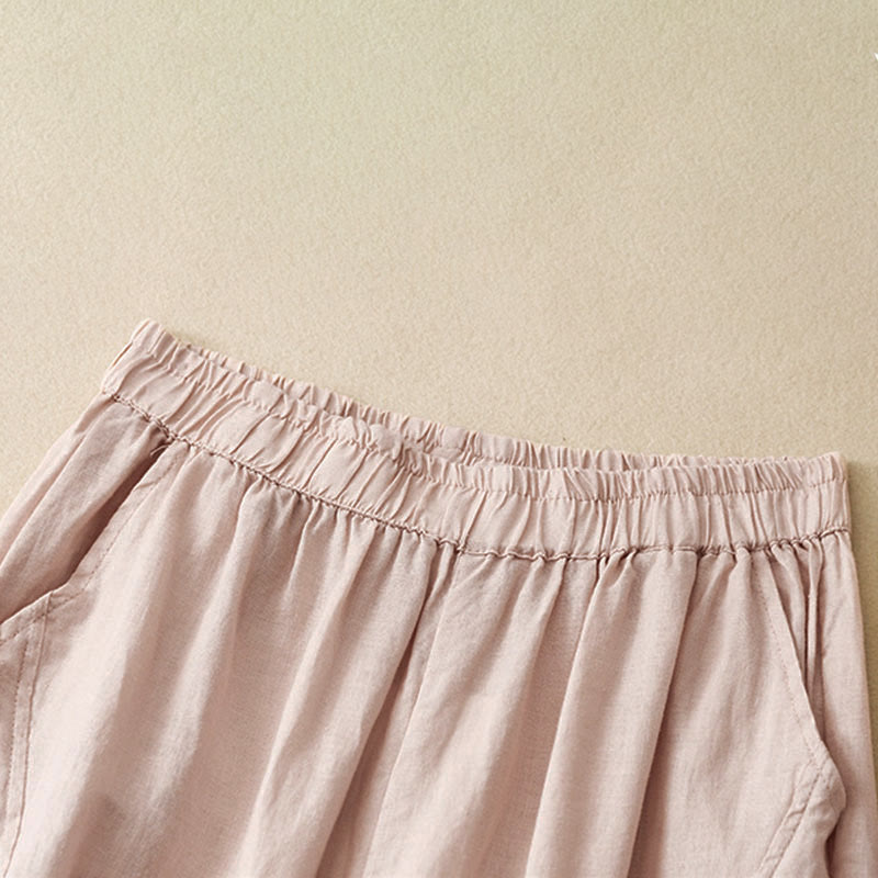 Buddha Stones Pantaloni harem da donna corti, casual, minimalisti, tinta unita, con tasche, per primavera/estate. - image 11
