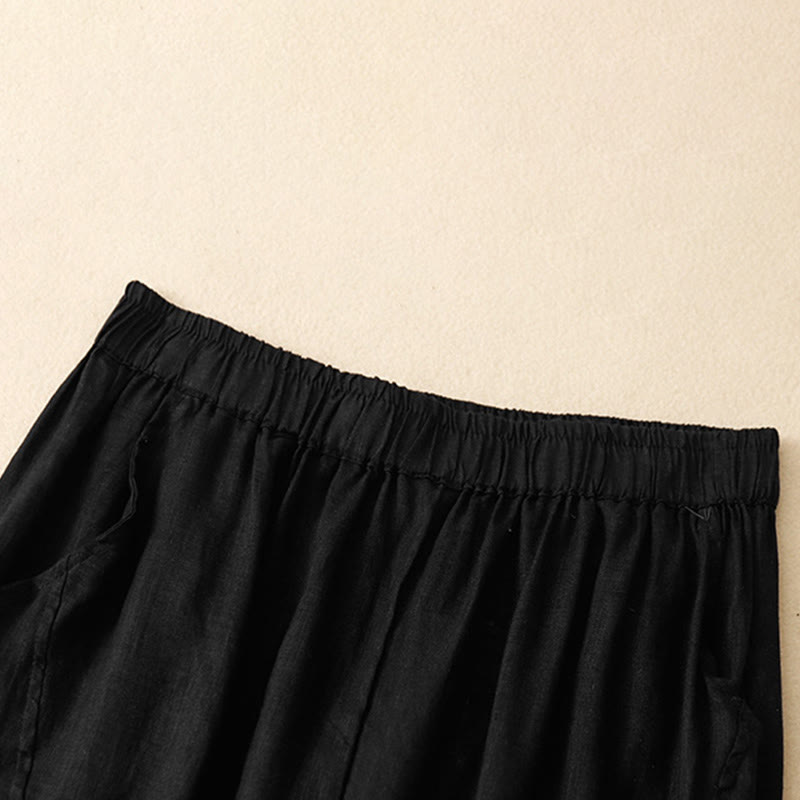 Buddha Stones Pantaloni harem da donna corti, casual, minimalisti, tinta unita, con tasche, per primavera/estate. - image 6