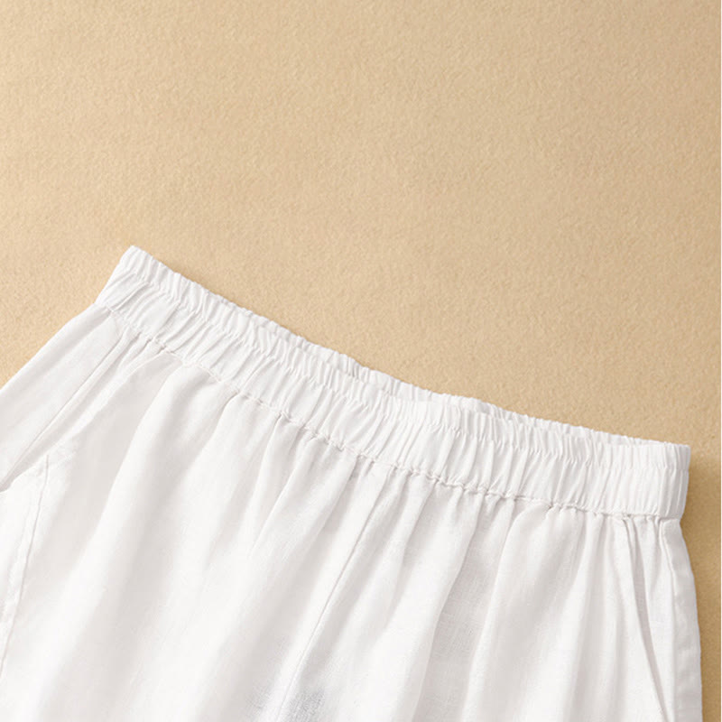 Buddha Stones Pantaloni harem da donna corti, casual, minimalisti, tinta unita, con tasche, per primavera/estate. - image 24