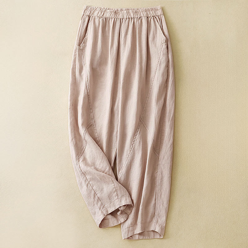 Buddha Stones Pantaloni harem da donna corti, casual, minimalisti, tinta unita, con tasche, per primavera/estate. - Grano - US8-10, UK/AU12-14, EU40-42 (2XL) - image 10
