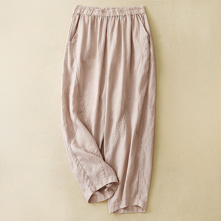 Buddha Stones Pantaloni harem da donna corti, casual, minimalisti, tinta unita, con tasche, per primavera/estate. - Grano - US8-10, UK/AU12-14, EU40-42 (2XL) - image 10