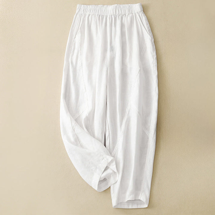 Buddha Stones Pantaloni harem da donna corti, casual, minimalisti, tinta unita, con tasche, per primavera/estate. - Bianco - US8-10, UK/AU12-14, EU40-42 (2XL) - image 23