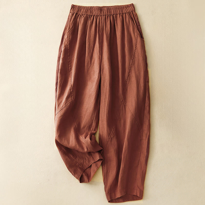 Buddha Stones Pantaloni harem da donna corti, casual, minimalisti, tinta unita, con tasche, per primavera/estate. - Siena - US8-10, UK/AU12-14, EU40-42 (2XL) - image 0