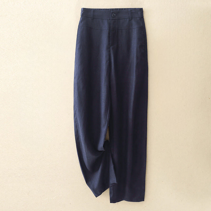 Buddha Stones Pantaloni lunghi da donna a gamba dritta, minimalisti, casual, con cerniera, tinta unita, primavera/estate, con tasche. - Blu mezzanotte - US8-10, UK/AU12-14, EU40-42 (2XL) - image 10
