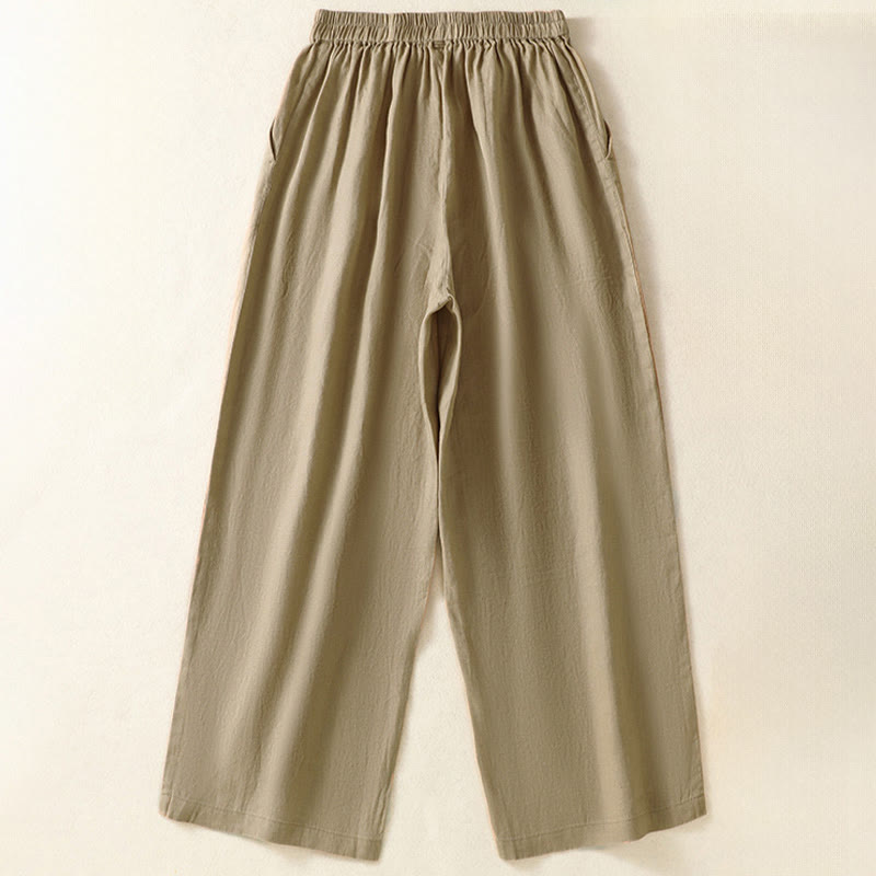 Buddha Stones Pantaloni capri da donna a gamba dritta, minimalisti, tinta unita, per primavera/estate, casual ed eleganti, con tasche. - image 7