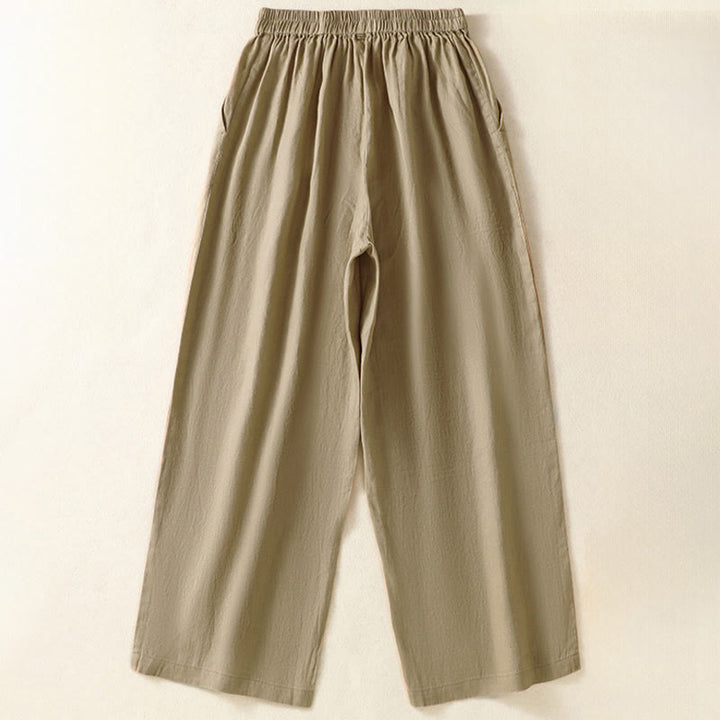 Buddha Stones Pantaloni capri da donna a gamba dritta, minimalisti, tinta unita, per primavera/estate, casual ed eleganti, con tasche. - image 7