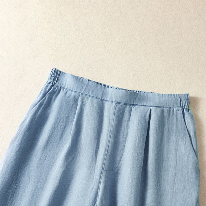 Buddha Stones Pantaloni capri da donna a gamba dritta, minimalisti, tinta unita, per primavera/estate, casual ed eleganti, con tasche. - image 2