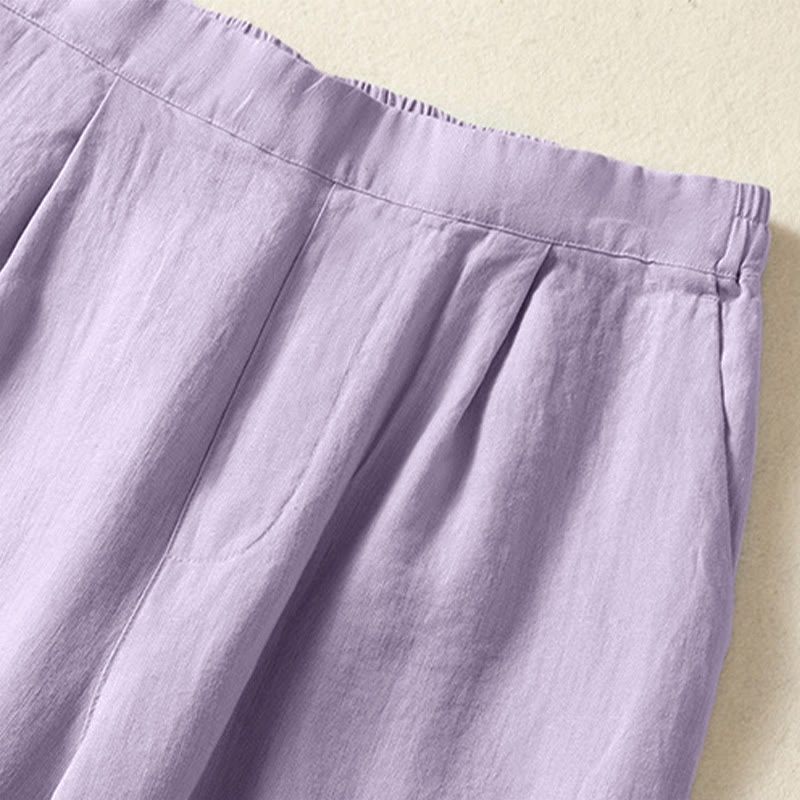Buddha Stones Pantaloni capri da donna a gamba dritta, minimalisti, tinta unita, per primavera/estate, casual ed eleganti, con tasche. - image 22