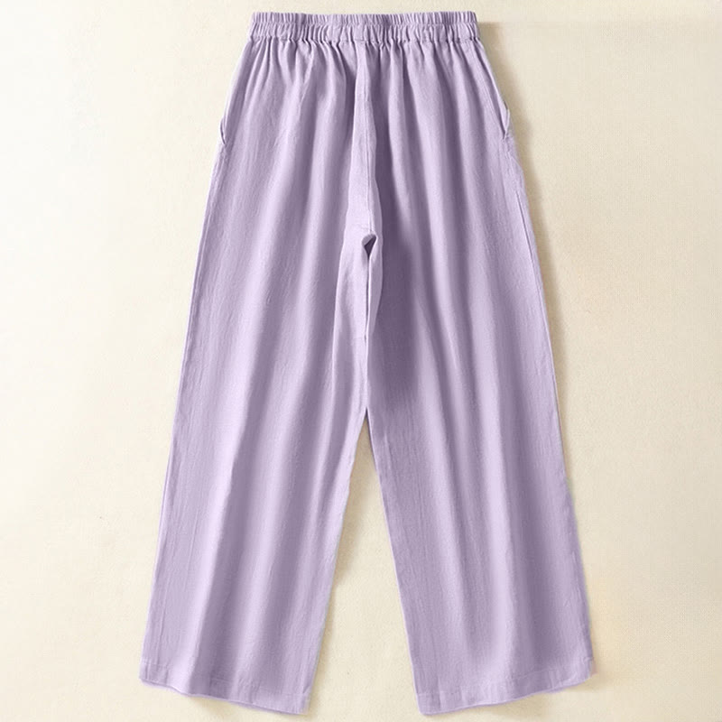 Buddha Stones Pantaloni capri da donna a gamba dritta, minimalisti, tinta unita, per primavera/estate, casual ed eleganti, con tasche. - image 19