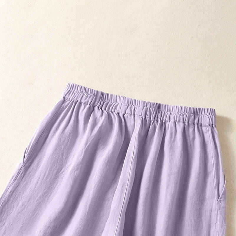 Buddha Stones Pantaloni capri da donna a gamba dritta, minimalisti, tinta unita, per primavera/estate, casual ed eleganti, con tasche. - image 21