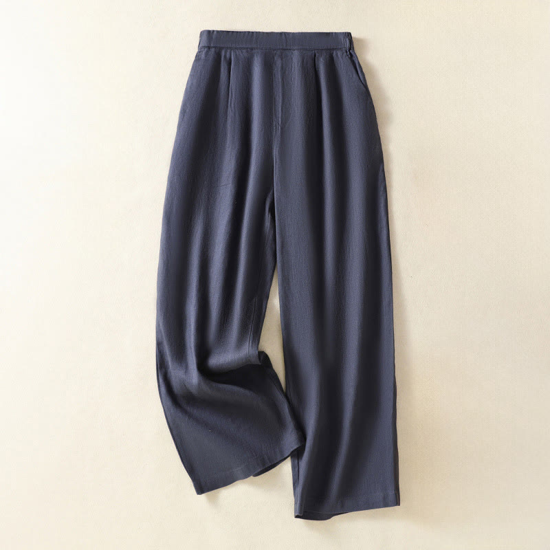 Buddha Stones Pantaloni capri da donna a gamba dritta, minimalisti, tinta unita, per primavera/estate, casual ed eleganti, con tasche. - Blu mezzanotte - US8-10, UK/AU12-14, EU40-42 (2XL) - image 12