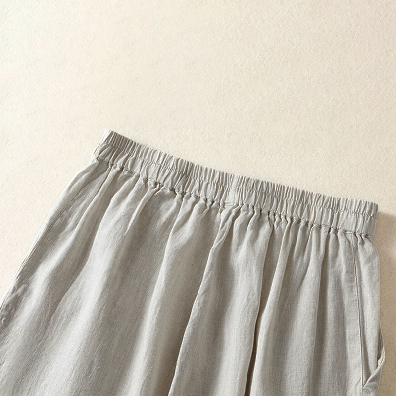 Buddha Stones Pantaloni capri da donna a gamba dritta, minimalisti, tinta unita, per primavera/estate, casual ed eleganti, con tasche. - image 27