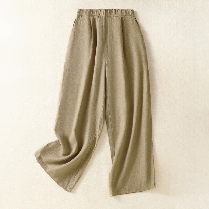 Buddha Stones Pantaloni capri da donna a gamba dritta, minimalisti, tinta unita, per primavera/estate, casual ed eleganti, con tasche. - Tan - US8-10, UK/AU12-14, EU40-42 (2XL) - image 6