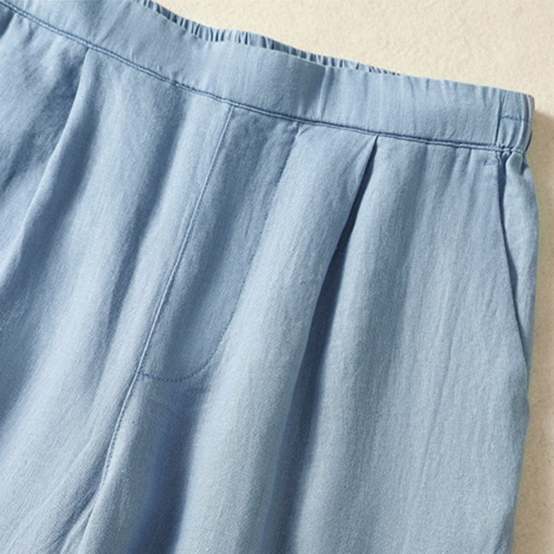 Buddha Stones Pantaloni capri da donna a gamba dritta, minimalisti, tinta unita, per primavera/estate, casual ed eleganti, con tasche. - image 4