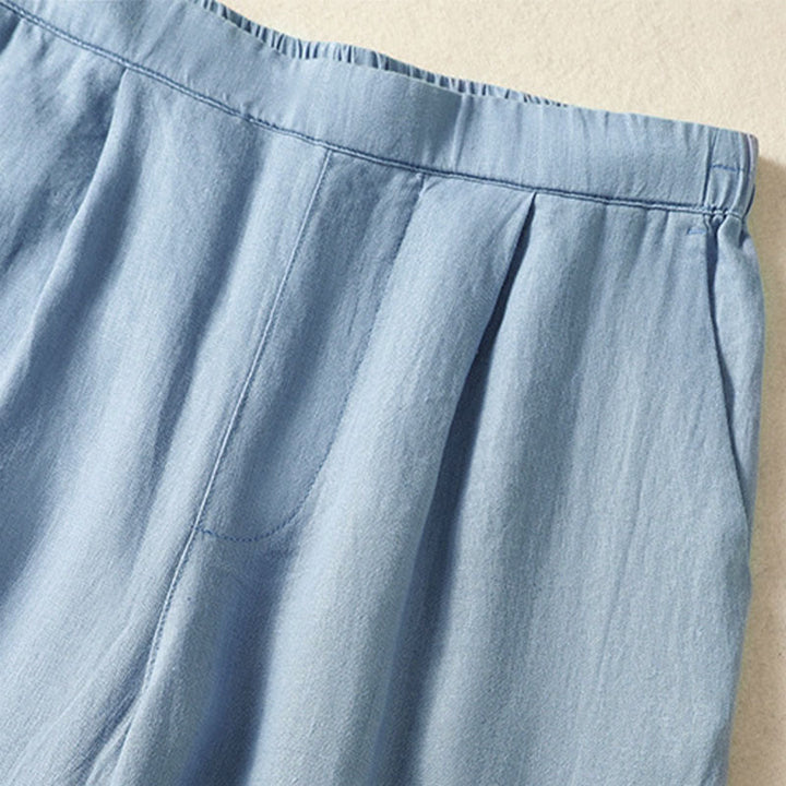 Buddha Stones Pantaloni capri da donna a gamba dritta, minimalisti, tinta unita, per primavera/estate, casual ed eleganti, con tasche. - image 4