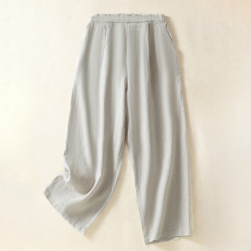 Buddha Stones Pantaloni capri da donna a gamba dritta, minimalisti, tinta unita, per primavera/estate, casual ed eleganti, con tasche. - Beige - US8-10, UK/AU12-14, EU40-42 (2XL) - image 24