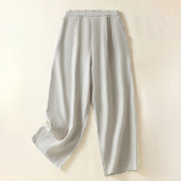 Buddha Stones Pantaloni capri da donna a gamba dritta, minimalisti, tinta unita, per primavera/estate, casual ed eleganti, con tasche. - Beige - US8-10, UK/AU12-14, EU40-42 (2XL) - image 24