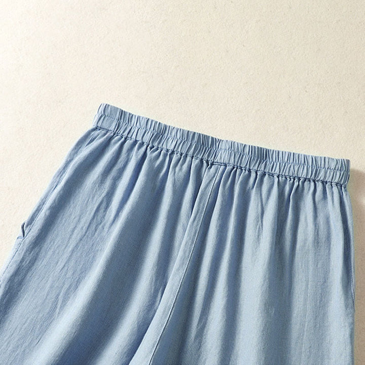 Buddha Stones Pantaloni capri da donna a gamba dritta, minimalisti, tinta unita, per primavera/estate, casual ed eleganti, con tasche. - image 3