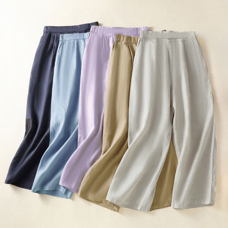 Buddha Stones Pantaloni capri da donna a gamba dritta, minimalisti, tinta unita, per primavera/estate, casual ed eleganti, con tasche. - image 37