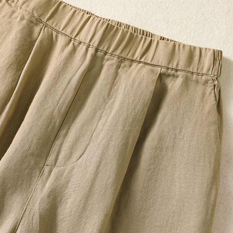 Buddha Stones Pantaloni capri da donna a gamba dritta, minimalisti, tinta unita, per primavera/estate, casual ed eleganti, con tasche. - image 9