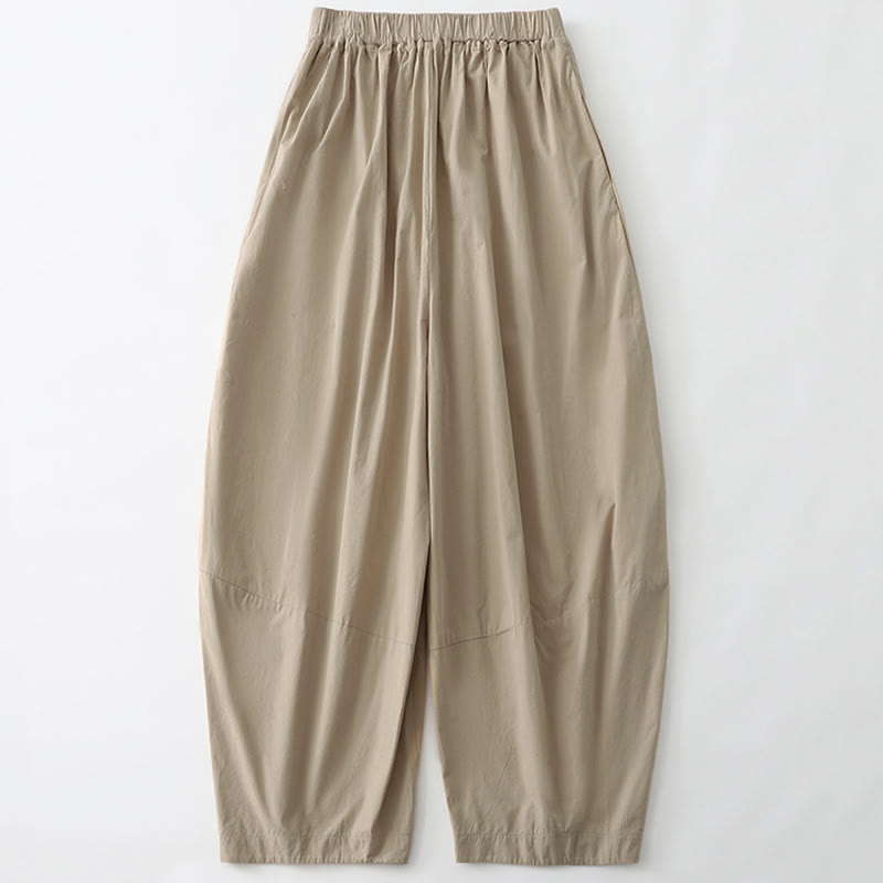 Buddha Stones Pantaloni corti estivi casual minimalisti a tinta unita da donna, modello harem con tasche - image 1