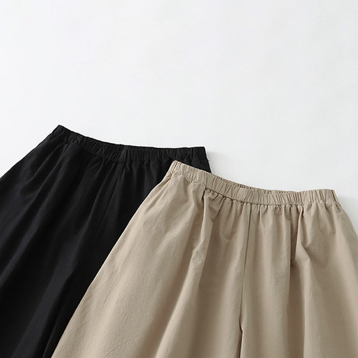 Buddha Stones Pantaloni corti estivi casual minimalisti a tinta unita da donna, modello harem con tasche - image 12