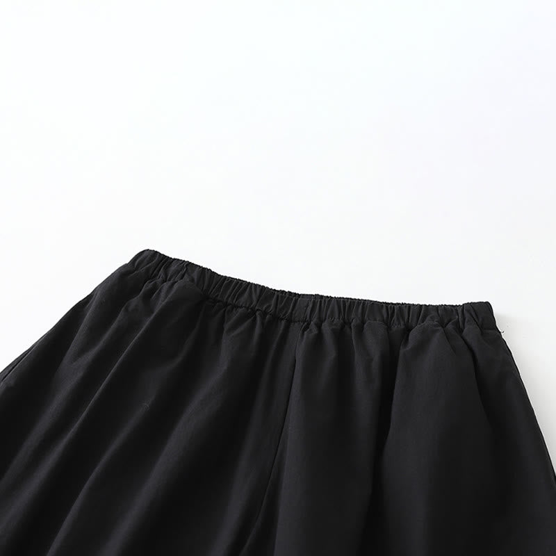 Buddha Stones Pantaloni corti estivi casual minimalisti a tinta unita da donna, modello harem con tasche - image 7