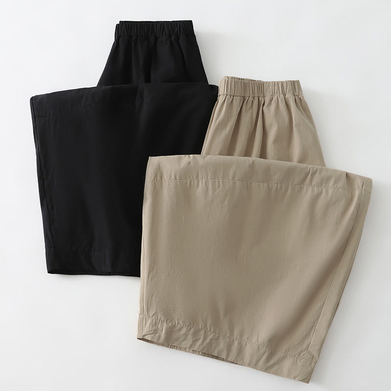 Buddha Stones Pantaloni corti estivi casual minimalisti a tinta unita da donna, modello harem con tasche - image 11