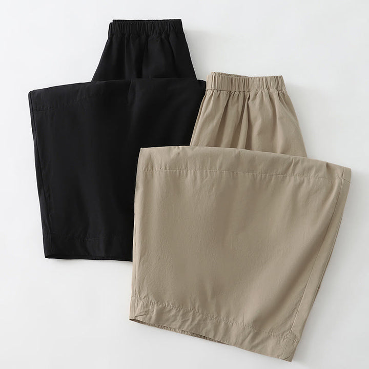 Buddha Stones Pantaloni corti estivi casual minimalisti a tinta unita da donna, modello harem con tasche - image 11