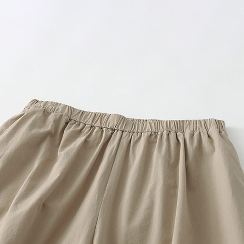 Buddha Stones Pantaloni corti estivi casual minimalisti a tinta unita da donna, modello harem con tasche - image 2