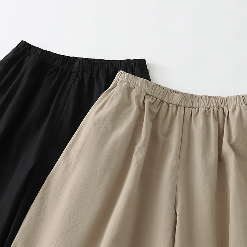 Buddha Stones Pantaloni corti estivi casual minimalisti a tinta unita da donna, modello harem con tasche - image 13