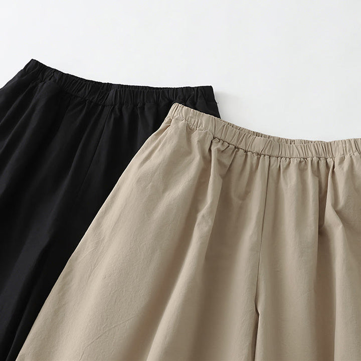 Buddha Stones Pantaloni corti estivi casual minimalisti a tinta unita da donna, modello harem con tasche - image 13