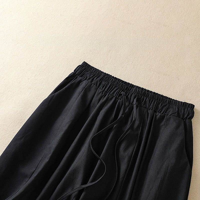 Buddha Stones Pantaloni corti da donna estivi casual e minimalisti con coulisse, tinta unita e tasche. - image 4