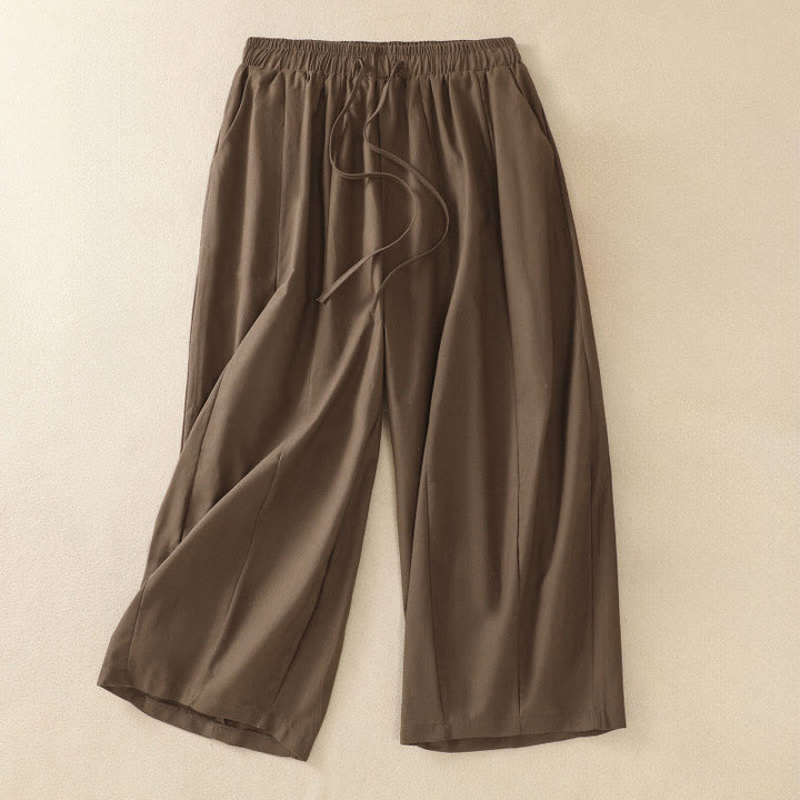 Buddha Stones Pantaloni corti da donna estivi casual e minimalisti con coulisse, tinta unita e tasche. - Cachi scuro - US12, UK/AU16, EU44 (2XL) - image 0