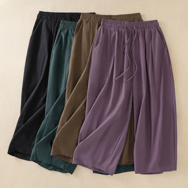 Buddha Stones Pantaloni corti da donna estivi casual e minimalisti con coulisse, tinta unita e tasche. - image 20