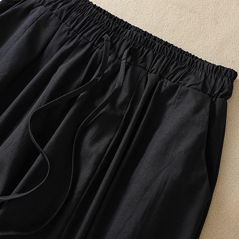 Buddha Stones Pantaloni corti da donna estivi casual e minimalisti con coulisse, tinta unita e tasche. - image 6