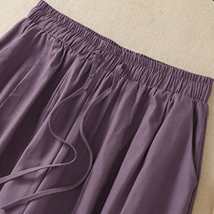 Buddha Stones Pantaloni corti da donna estivi casual e minimalisti con coulisse, tinta unita e tasche. - image 11
