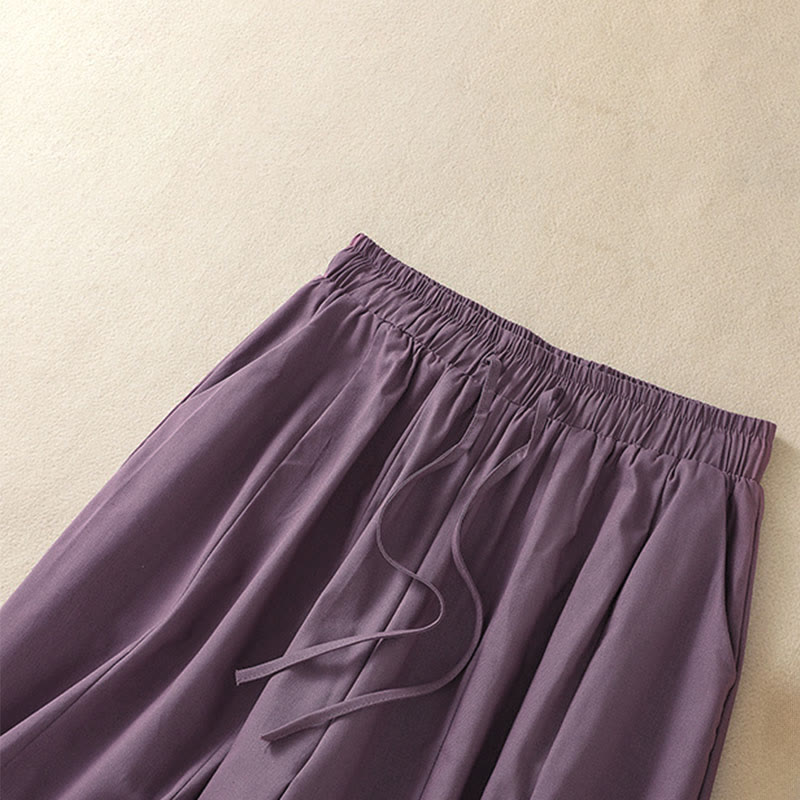 Buddha Stones Pantaloni corti da donna estivi casual e minimalisti con coulisse, tinta unita e tasche. - image 13