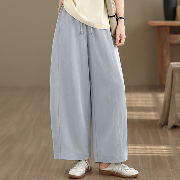 Buddha Stones Pantaloni estivi casual da donna a gamba larga con coulisse e tasche, modello cropped a tinta unita. - image 20